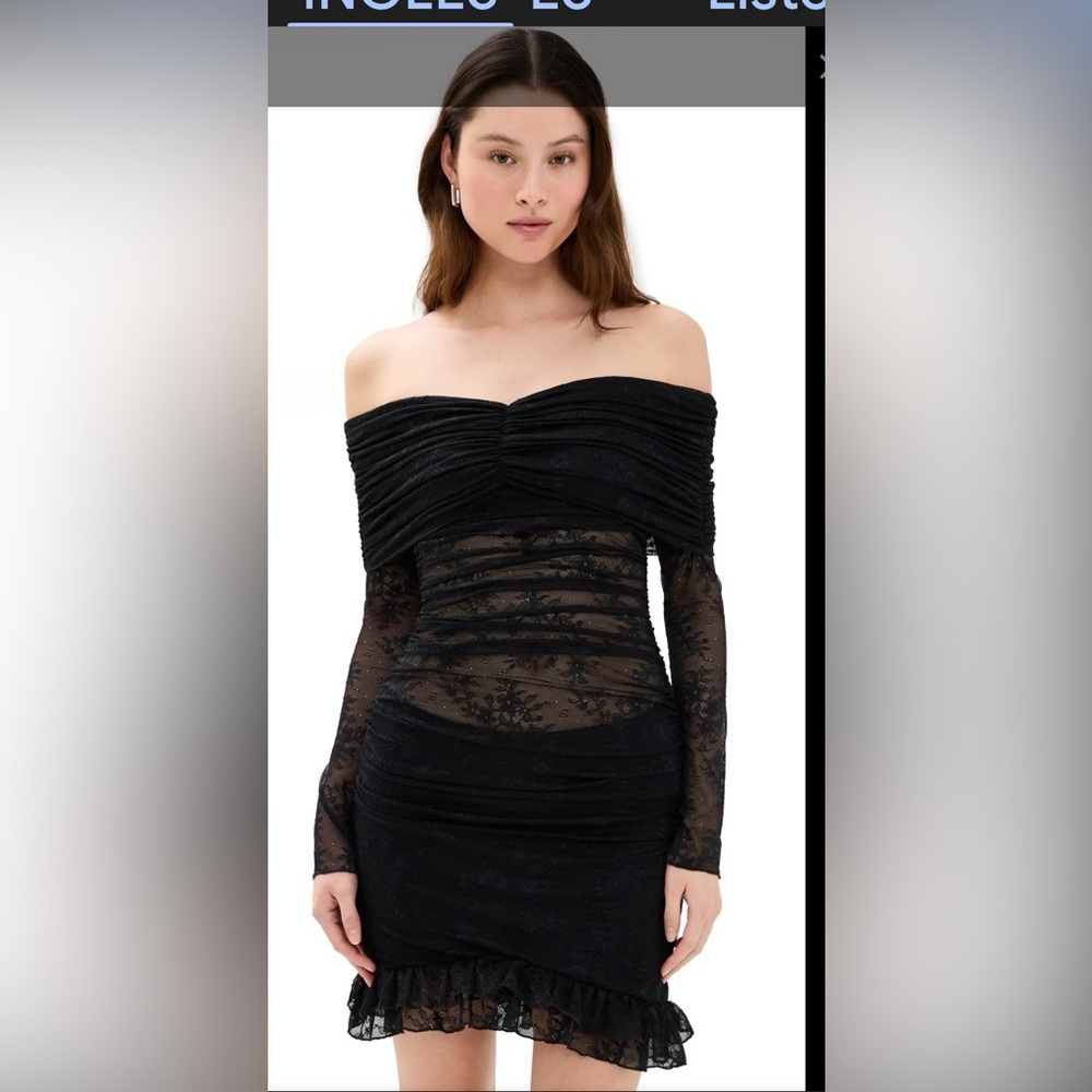 AFRM Black Off-Shoulder Lace Dress
